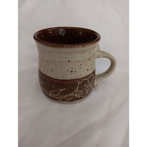 Julia Rand Hand Thrown Coffee Tea Mug Signed Floral 3.5"x3.25" Brown